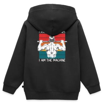 Ich bin eine Maschine Calisthenics - Kinder Premium Organic Zip Hoodie - Schwarz - Hinten - AI Model Kid Male (0cm)