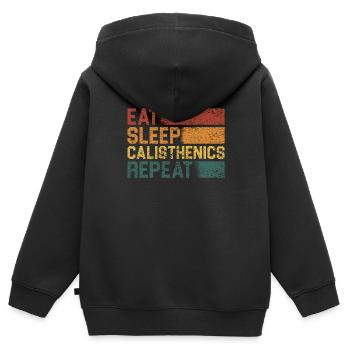 Manger Sommeil Gymnastique Répéter - Sweat Premium à capuche zippé enfant bio - noir - Dos - AI Model Kid Male (0cm)