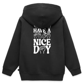 Sourds sourds muets sourds - Sweat Premium à capuche zippé enfant bio - noir - Dos - AI Model Kid Male (0cm)
