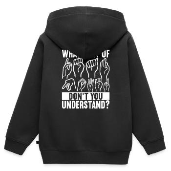Sourds sourds muets sourds - Sweat Premium à capuche zippé enfant bio - noir - Dos - AI Model Kid Male (0cm)