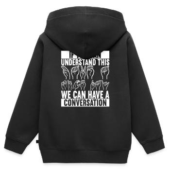 Sourds sourds muets sourds - Sweat Premium à capuche zippé enfant bio - noir - Dos - AI Model Kid Male (0cm)