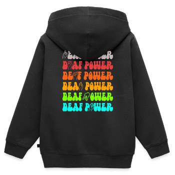 Sourds sourds muets sourds - Sweat Premium à capuche zippé enfant bio - noir - Dos - AI Model Kid Male (0cm)
