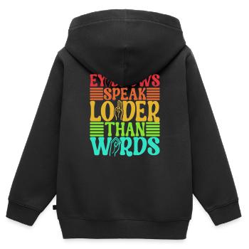 Sourds sourds muets sourds - Sweat Premium à capuche zippé enfant bio - noir - Dos - AI Model Kid Male (0cm)