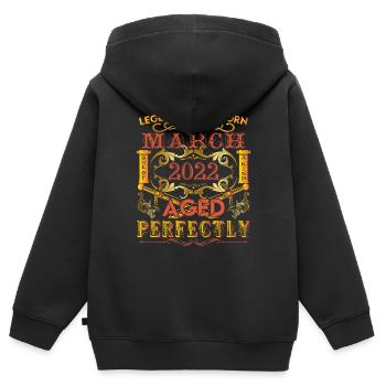März 2022 - Geburtstag 2022 wurden Legenden geboren. - Kinder Premium Organic Zip Hoodie - Schwarz - Hinten - AI Model Kid Male (0cm)