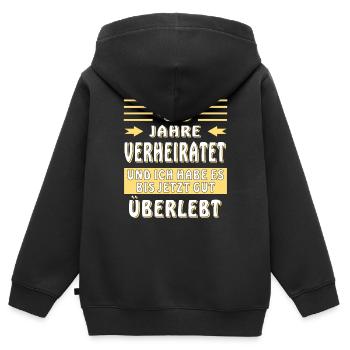 40 JAHRE VERHEIRATET - Kinder Premium Organic Zip Hoodie - Schwarz - Hinten - AI Model Kid Male (0cm)
