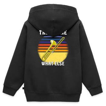 TROMBONE QUOI D’AUTRE - Sweat Premium à capuche zippé enfant bio - noir - Dos - AI Model Kid Male (0cm)