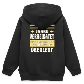 6 JAHRE VERHEIRATET - Kinder Premium Organic Zip Hoodie - Schwarz - Hinten - AI Model Kid Male (0cm)