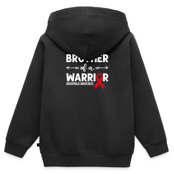 Frère d’un guerrier, ruban rouge hémophilie - Sweat Premium à capuche zippé enfant bio - noir - Dos - AI Model Kid Male (0cm)