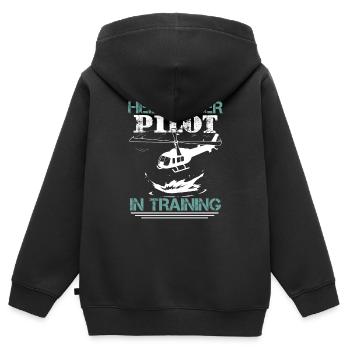 Lustiger Hubschrauberpilot Luftfahrt - Kinder Premium Organic Zip Hoodie - Schwarz - Hinten - AI Model Kid Male (0cm)