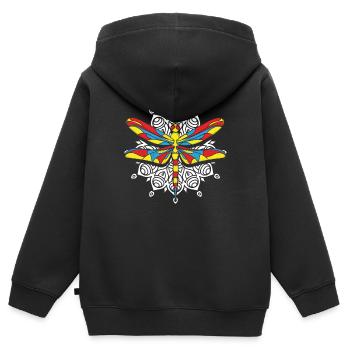 Libelle Libelle Libellen Mandala - Kinder Premium Organic Zip Hoodie - Schwarz - Hinten - AI Model Kid Male (0cm)