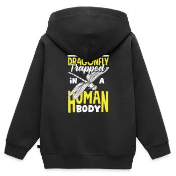 Libellenlibelle Libellen Entomologie - Kinder Premium Organic Zip Hoodie - Schwarz - Hinten - AI Model Kid Male (0cm)