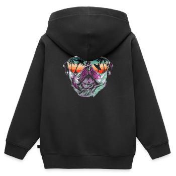 Mops Möpse Hund - Kinder Premium Organic Zip Hoodie - Schwarz - Hinten - AI Model Kid Male (0cm)