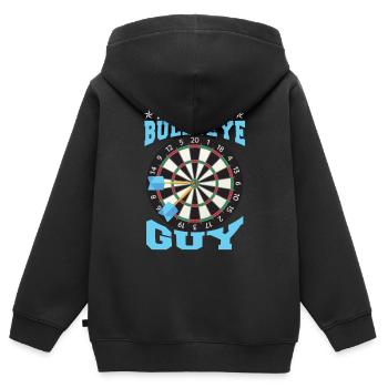 Bullseye Guy Darts - Kinder Premium Organic Zip Hoodie - Schwarz - Hinten - AI Model Kid Male (0cm)