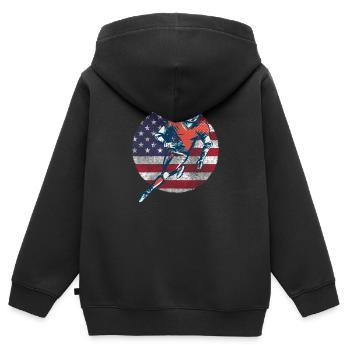 American Football Retro Vintage US Flagge - Kinder Premium Organic Zip Hoodie - Schwarz - Hinten - AI Model Kid Male (0cm)