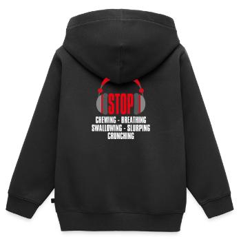 Stop Chewing Breathing Swallowing, Misophonie - Kinder Premium Organic Zip Hoodie - Schwarz - Hinten - AI Model Kid Male (0cm)