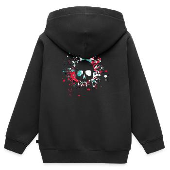 Éclaboussure de couleur de crâne d'Halloween - Sweat Premium à capuche zippé enfant bio - noir - Dos - AI Model Kid Male (0cm)