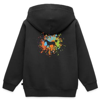 Éclaboussure de couleur de cheval - Sweat Premium à capuche zippé enfant bio - noir - Dos - AI Model Kid Male (0cm)