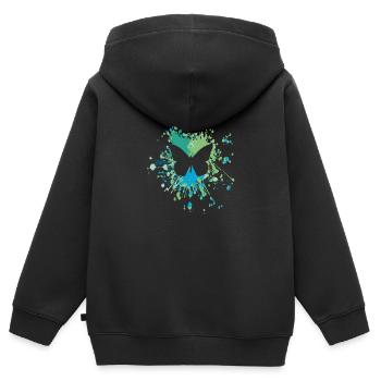 Éclaboussure de couleur papillon - Sweat Premium à capuche zippé enfant bio - noir - Dos - AI Model Kid Male (0cm)