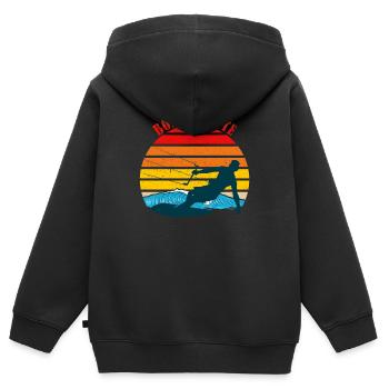 Kitesurfing Sprichwort - Kinder Premium Organic Zip Hoodie - Schwarz - Hinten - AI Model Kid Male (0cm)