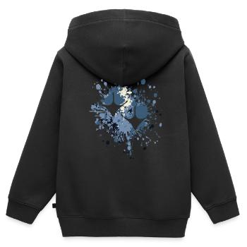 Éclaboussure de couleur d'empreinte de canard - Sweat Premium à capuche zippé enfant bio - noir - Dos - AI Model Kid Male (0cm)