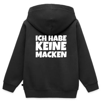 Ich habe keine Macken - Kinder Premium Organic Zip Hoodie - Schwarz - Hinten - AI Model Kid Male (0cm)