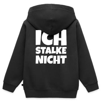 Ich Stalke nicht - Kinder Premium Organic Zip Hoodie - Schwarz - Hinten - AI Model Kid Male (0cm)