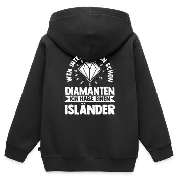 Pferd Reitsport Reiten Pferdesport Isländer - Kinder Premium Organic Zip Hoodie - Schwarz - Hinten - AI Model Kid Male (0cm)