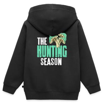 The Hunting Season Retro Mushroom Hunting Mycology - Kinder Premium Organic Zip Hoodie - Schwarz - Hinten - AI Model Kid Male (0cm)