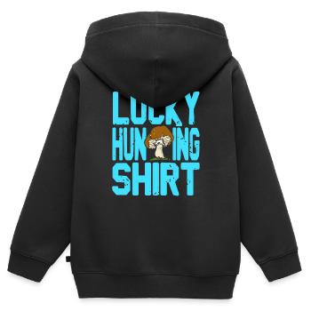 Lucky Hunting Shirt Cool Retro Mushroom Hunting - Kinder Premium Organic Zip Hoodie - Schwarz - Hinten - AI Model Kid Male (0cm)