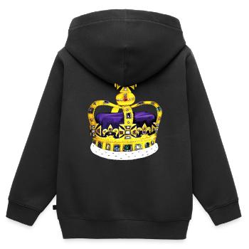 Die Über - Krone - Kinder Premium Organic Zip Hoodie - Schwarz - Hinten - AI Model Kid Male (0cm)