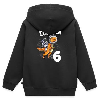 Ich bin 6 Jahre Weltall Dino 6. Geburtstag - Kinder Premium Organic Zip Hoodie - Schwarz - Hinten - AI Model Kid Male (0cm)