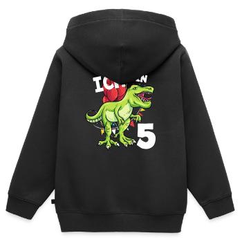Ich bin 5 Jahre Dinosaurier 5. Geburtstag - Kinder Premium Organic Zip Hoodie - Schwarz - Hinten - AI Model Kid Male (0cm)
