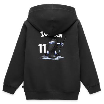 Ich bin 11 Jahre Eishockey Puck 11. Geburtstag - Kinder Premium Organic Zip Hoodie - Schwarz - Hinten - AI Model Kid Male (0cm)