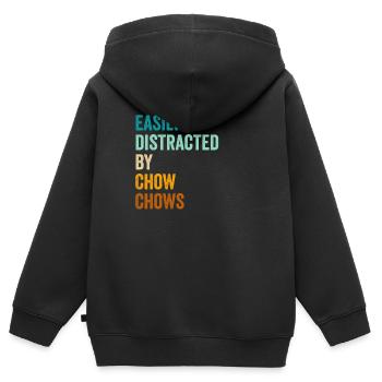 Leicht abgelenkt von Chow-Chows - Kinder Premium Organic Zip Hoodie - Schwarz - Hinten - AI Model Kid Male (0cm)
