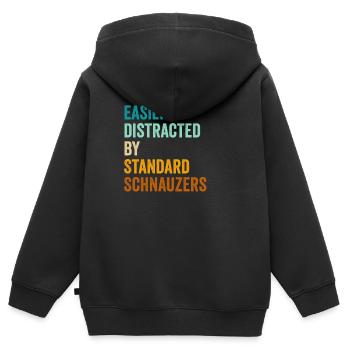 Facilement distrait par les schnauzers standard - Sweat Premium à capuche zippé enfant bio - noir - Dos - AI Model Kid Male (0cm)