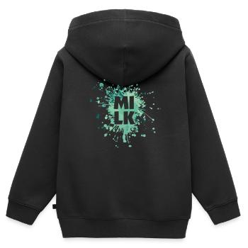 Éclaboussure de couleur de lettre de lait - Sweat Premium à capuche zippé enfant bio - noir - Dos - AI Model Kid Male (0cm)