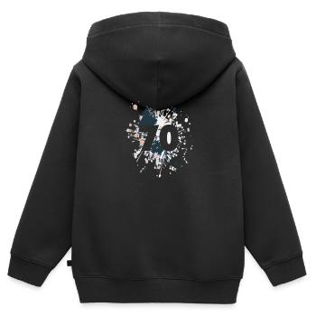 Numéro 70e éclaboussure de couleur - Sweat Premium à capuche zippé enfant bio - noir - Dos - AI Model Kid Male (0cm)