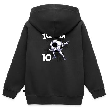 Ich bin 10 Jahre Fußball 10. Geburtstag - Kinder Premium Organic Zip Hoodie - Schwarz - Hinten - AI Model Kid Male (0cm)