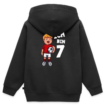 Ich bin 7 Jahre Fußball 7. Geburtstag - Kinder Premium Organic Zip Hoodie - Schwarz - Hinten - AI Model Kid Male (0cm)