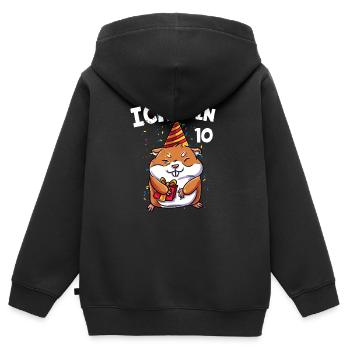 Ich bin 10 Jahre Hamster 10. Geburtstag - Kinder Premium Organic Zip Hoodie - Schwarz - Hinten - AI Model Kid Male (0cm)