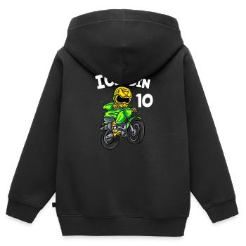 Ich bin 10 Jahre Motorcross 10. Geburtstag - Kinder Premium Organic Zip Hoodie - Schwarz - Hinten - AI Model Kid Male (0cm)