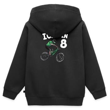 Ich bin 8 Jahre Mountainbike 8. Geburtstag - Kinder Premium Organic Zip Hoodie - Schwarz - Hinten - AI Model Kid Male (0cm)
