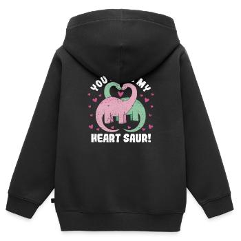 Ils rendent mon cœur aigre mignon dinosaure - Sweat Premium à capuche zippé enfant bio - noir - Dos - AI Model Kid Male (0cm)