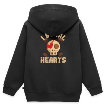 Valentine's Day Pirate Skull with Crossed - Kids Premium Organic Zip-up Hoodie - black - Back - AI Model Kid Male (0cm)