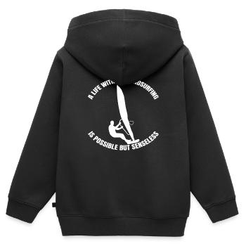Windsurfer Surf Windsurfing Cadeau Kitesurfer - Sweat Premium à capuche zippé enfant bio - noir - Dos - AI Model Kid Male (0cm)