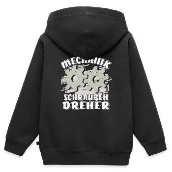 FEINMECHANIK SCHRAUBEN DREHER - Kinder Premium Organic Zip Hoodie - Schwarz - Hinten - AI Model Kid Male (0cm)