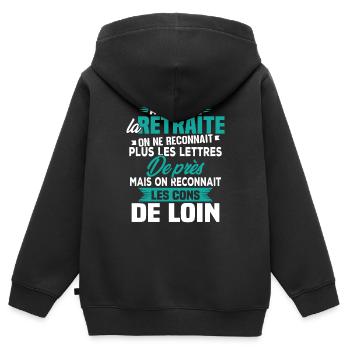 Avec l'age on reconnaît les cons de loin - Sweat Premium à capuche zippé enfant bio - noir - Dos - AI Model Kid Male (0cm)