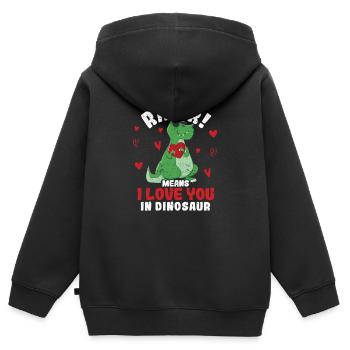 Rawr signifie que je t’aime dans Dinosaur - Sweat Premium à capuche zippé enfant bio - noir - Dos - AI Model Kid Male (0cm)