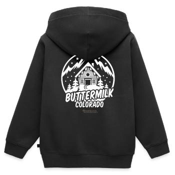 Buttermilk Colorado Skigebiet - Kinder Premium Organic Zip Hoodie - Schwarz - Hinten - AI Model Kid Male (0cm)