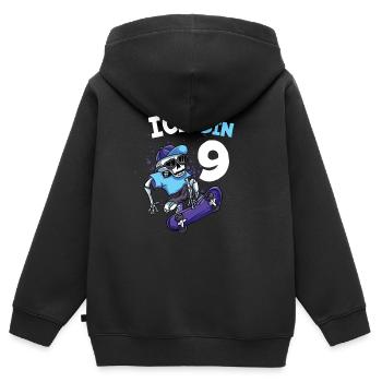 Ich bin 9 Jahre Skateboard 9. Geburtstag - Kinder Premium Organic Zip Hoodie - Schwarz - Hinten - AI Model Kid Male (0cm)
